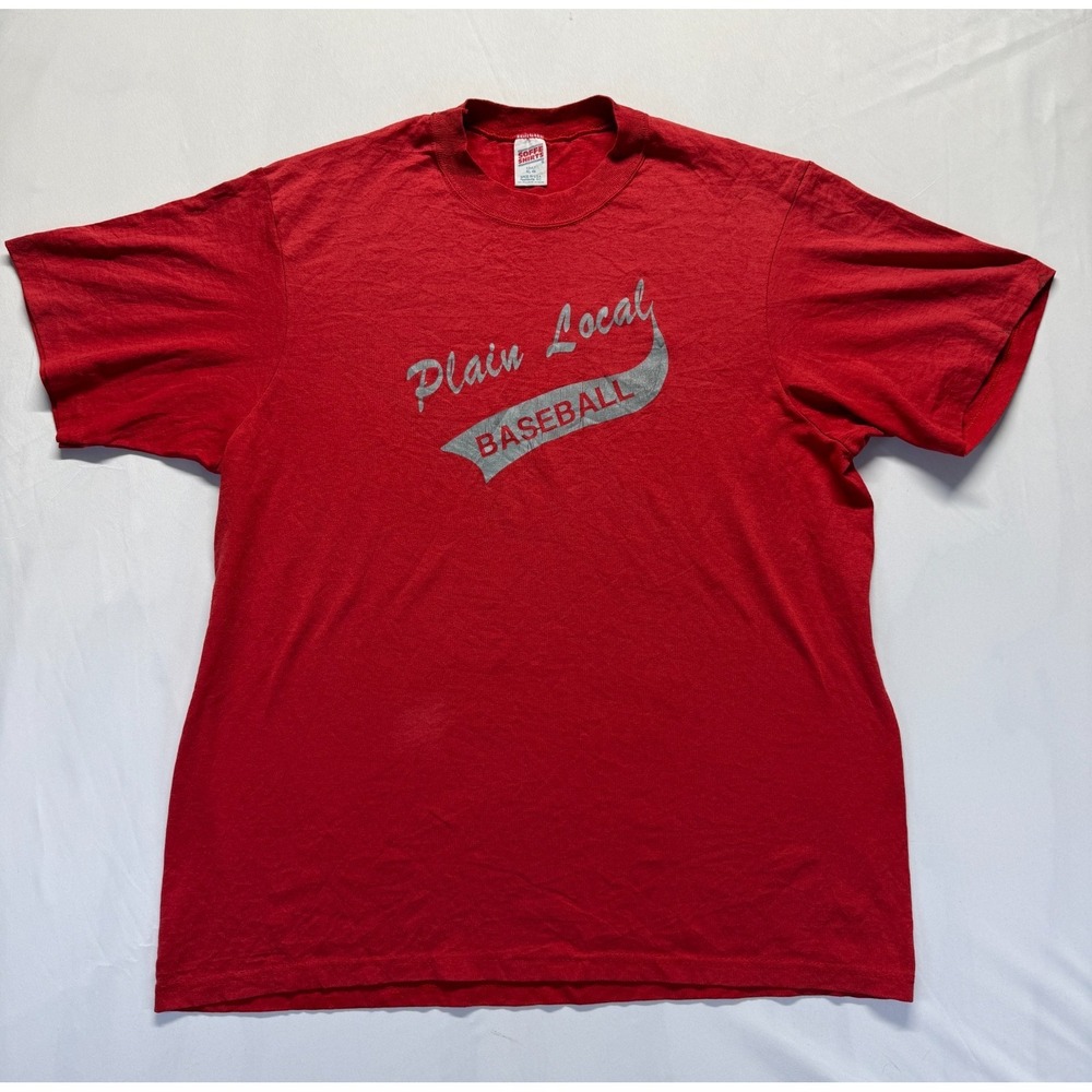 Vintage Soffe T Shirt Mens XL Red Graphic Print Plain Local Baseball Casual Wear